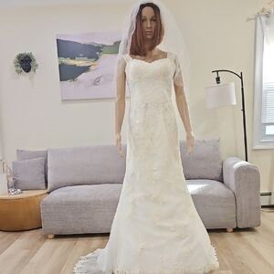 David's Bridal Ivory Lace Wedding Gown